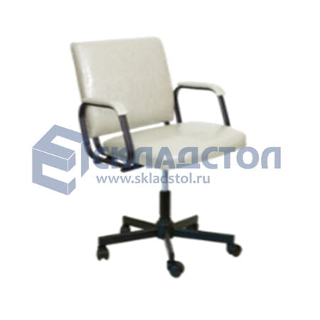 Кресло с подлокотниками для медучреждений и персонала на ВИНТОВОЙ ОПОРЕ “Прима-Медикл”